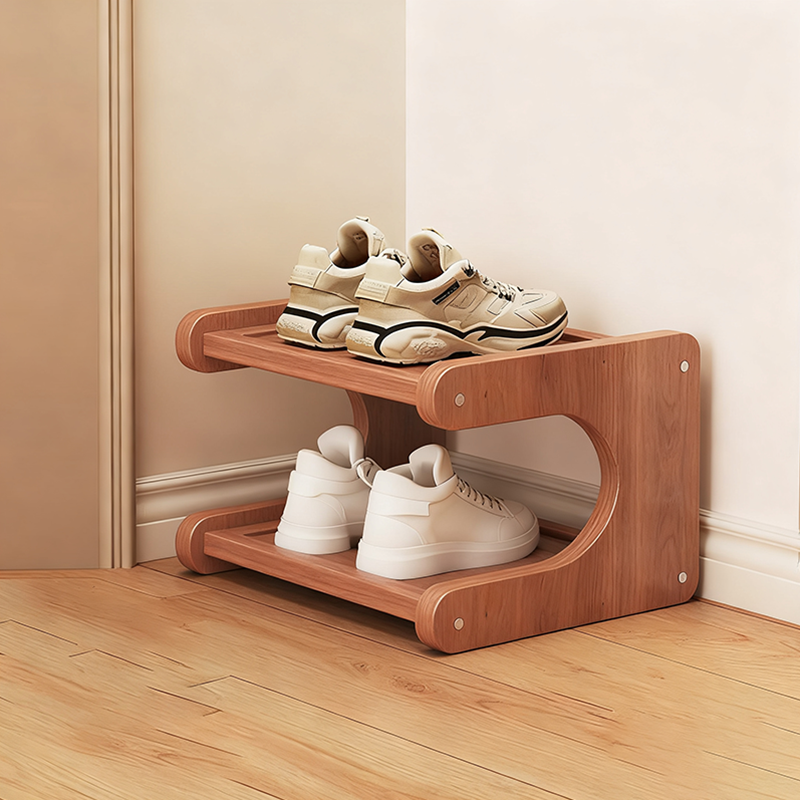 Moderner minimalistischer rechteckiger Bambus-MDF-Schuhspeicher 2/3/4/5-stufig für das Wohnzimmer 