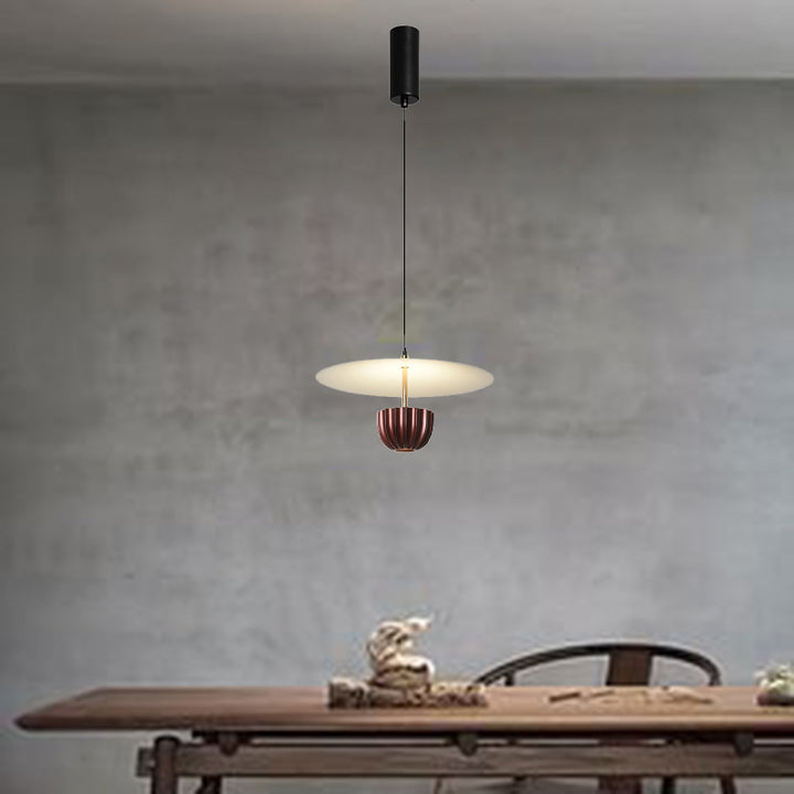 Suspension LED ronde en aluminium scandinave contemporaine pour salon 