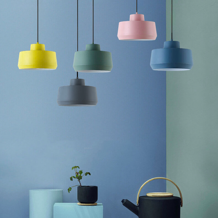 Modern Minimalist Macaron Candy Jar Aluminum Hardware 1-Light Pendant Light For Bedroom