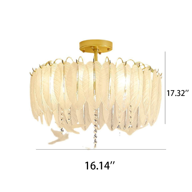 Luxury Creative Glass Feather Bird 6/8/10-Light Flush Mount Light