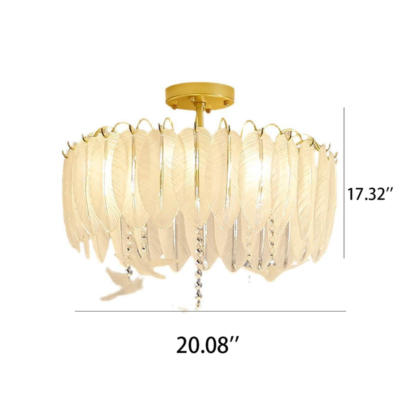 Luxury Creative Glass Feather Bird 6/8/10-Light Flush Mount Light