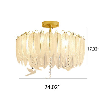 Luxury Creative Glass Feather Bird 6/8/10-Light Flush Mount Light