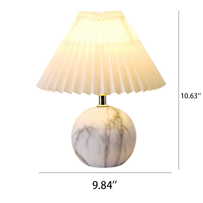 Vintage Plissierter Stofflampenschirm Keramik 1-Licht Tischlampe 