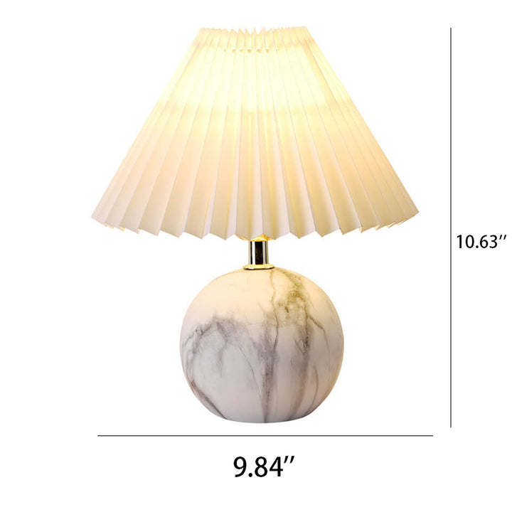 Vintage Plissierter Stofflampenschirm Keramik 1-Licht Tischlampe 