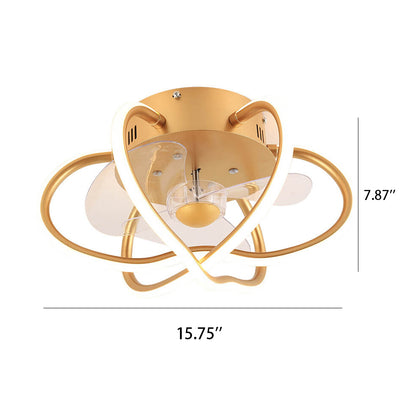 Industrielle nordische Stereo-Blütenblatt-Design-LED-Unterputz-Deckenventilator-Leuchte 