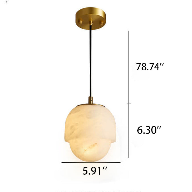 Modern Marble Minimalistic Spherical 1-Light Pendant Light