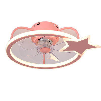 Childlike Star/Dolphin Design Quiet LED Flush Mount Fan Light