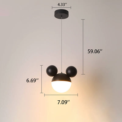 Childlike Minimalist Mickey Design LED Macaron Color Pendant Light