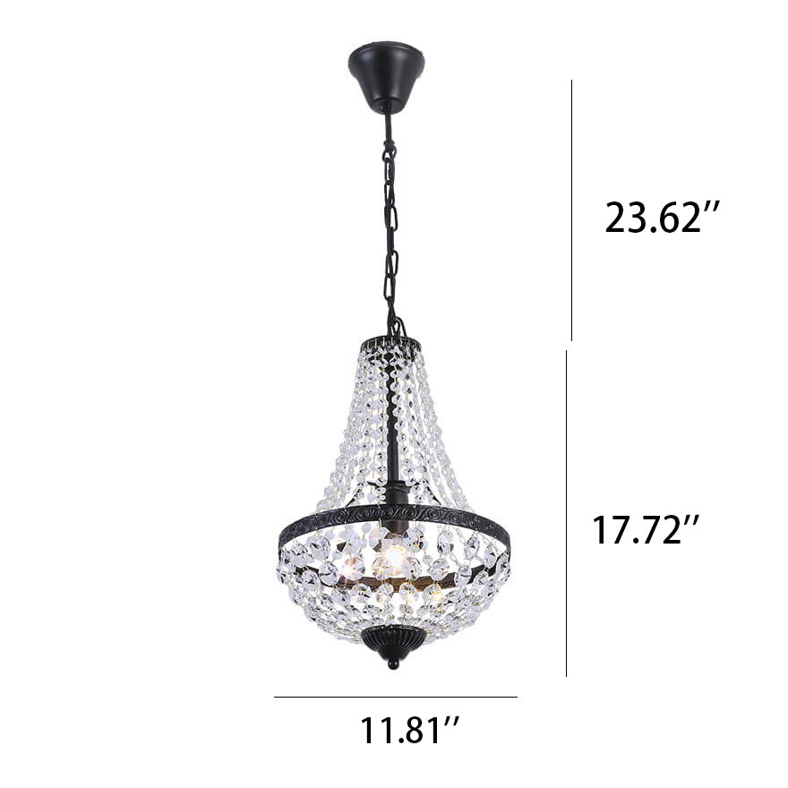 Lámpara colgante decorativa de hierro industrial con cristal de 1 luz 