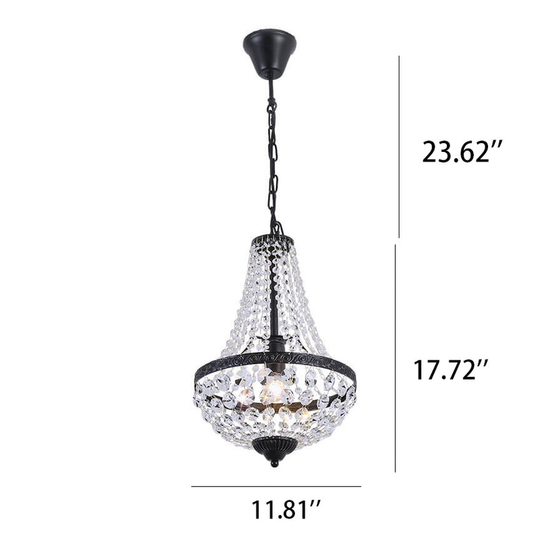 Industrial Iron Crystal Pendant Decorative 1-Light Pendant Light