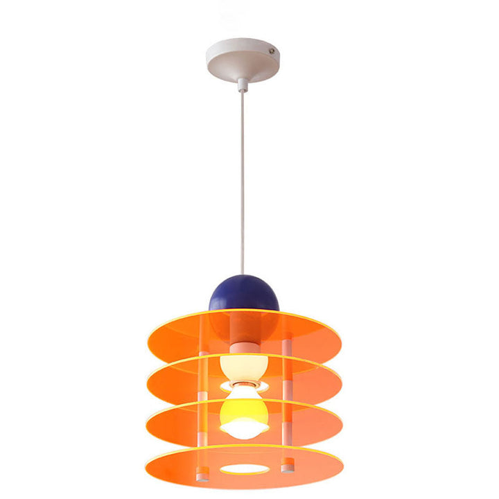 Zeitgenössische nordische bunte Acryl fliegende Untertasse 1-Licht Pendelleuchte für Schlafzimmer 