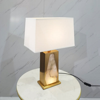 Modern Minimalist Lucite Fabric Metal 1-Light Table Lamp