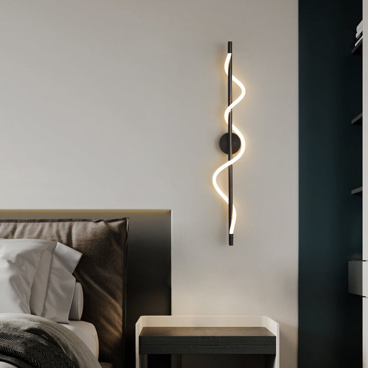 Modern Minimalist Copper-Plated Iron Twist Curve Long Bar Copper LED Wall Sconce Lamp For Living Room