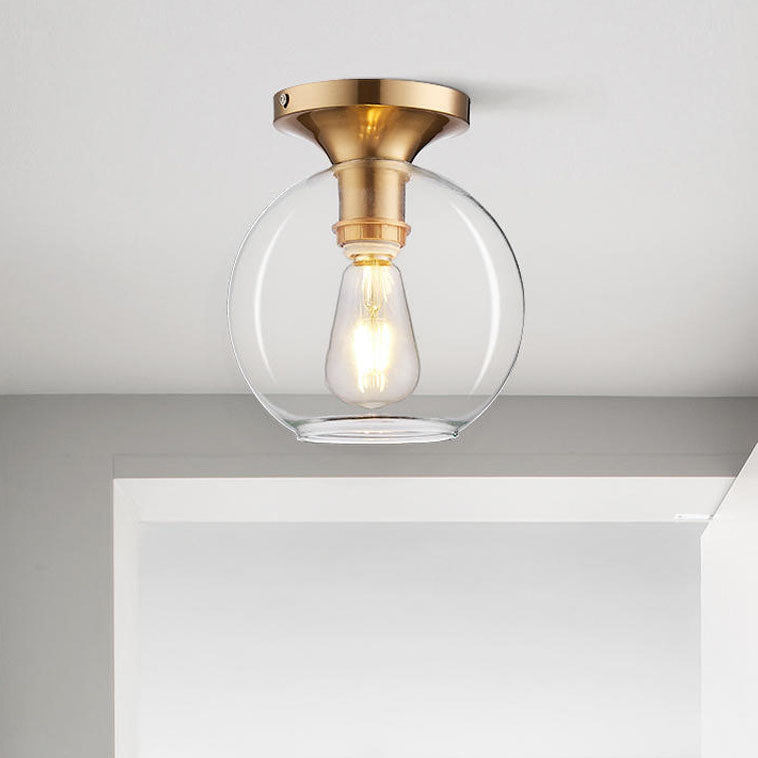 Modern Simple Clear Glass Orb 1-Light Semi-Flush Mount Ceiling Light