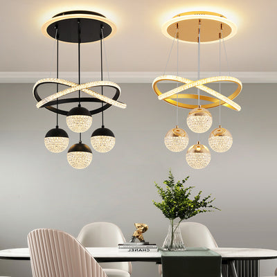 Modern Minimalist Curve Acrylic Ball LED Chandelier