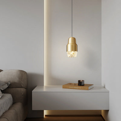 Modern Light Luxury Cylindrical Copper Acrylic LED Pendant Light