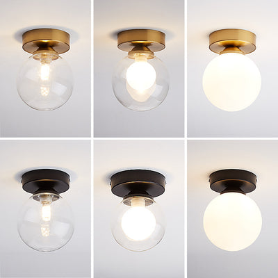 Modern Simple Glass Round Ball 1-Light Semi-Flush Mount Ceiling Light