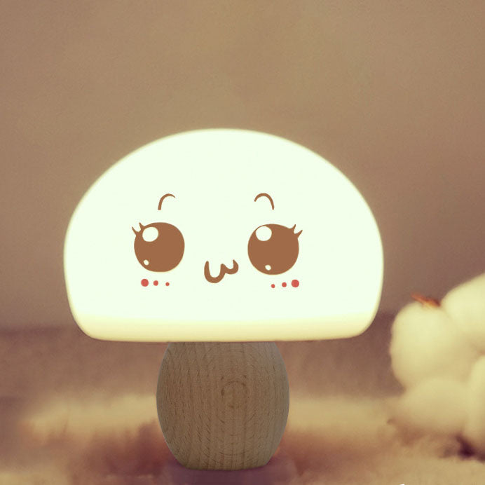 Lampe de Table Lumière de Nuit en Silicone en Forme de Bûche Changeant de Couleur avec Champignon Créatif Moderne 