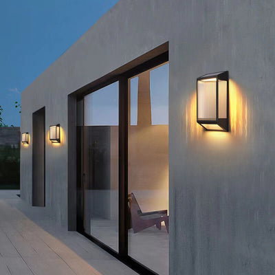 Modern Solar Waterproof Trapezoidal Stainless Steel Acrylic LED Outdoor Wall Sconce Lamp