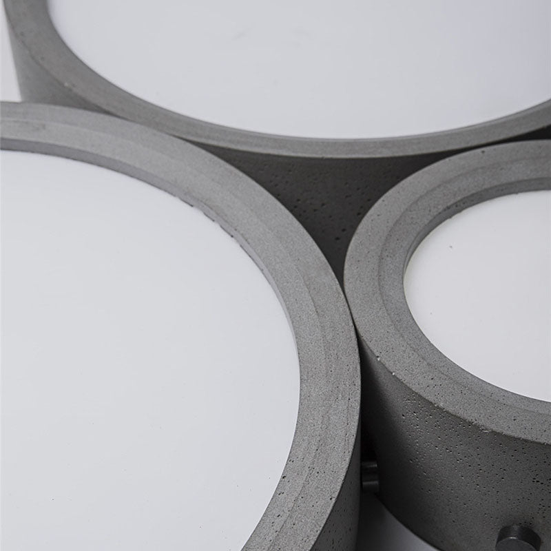 Modern Minimalist Round Cement LED Flush Mount Ceiling Light