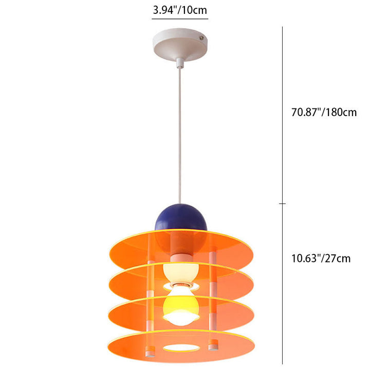 Zeitgenössische nordische bunte Acryl fliegende Untertasse 1-Licht Pendelleuchte für Schlafzimmer 