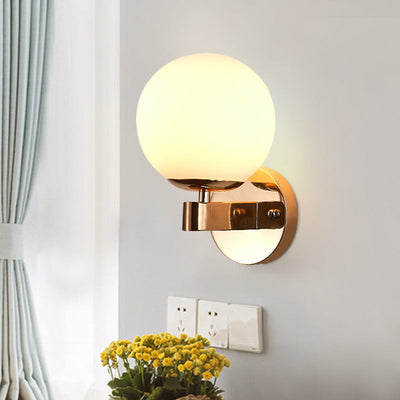 Nordic Minimal Round Head Iron Glass 1-Light Wall Sconce Lamp