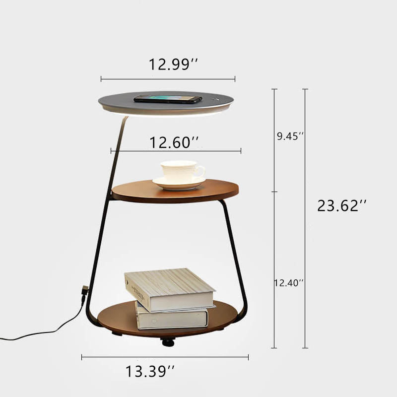 Modern Minimalist Column Storage Shelf Wireless Charging LED One Floor Lamp