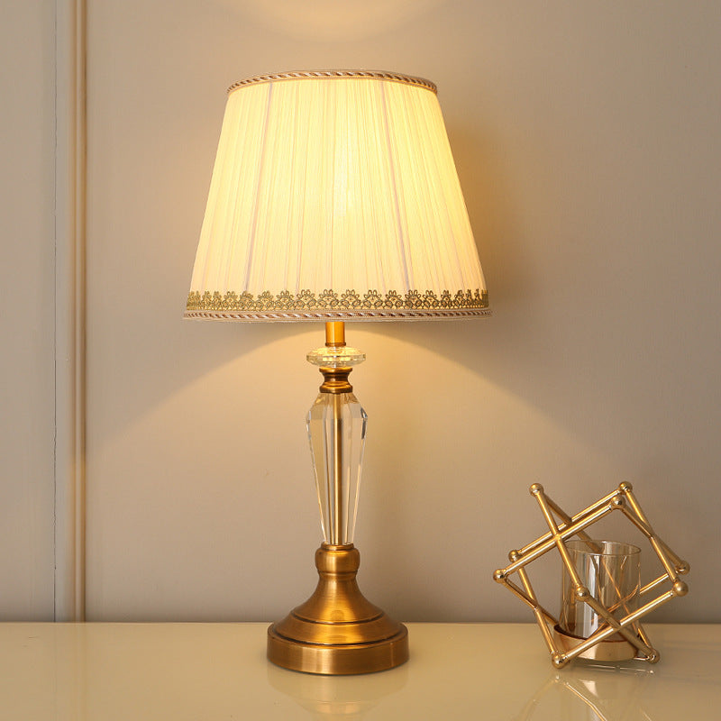 Lampe de table européenne minimaliste en tissu cristal à 1 lumière 