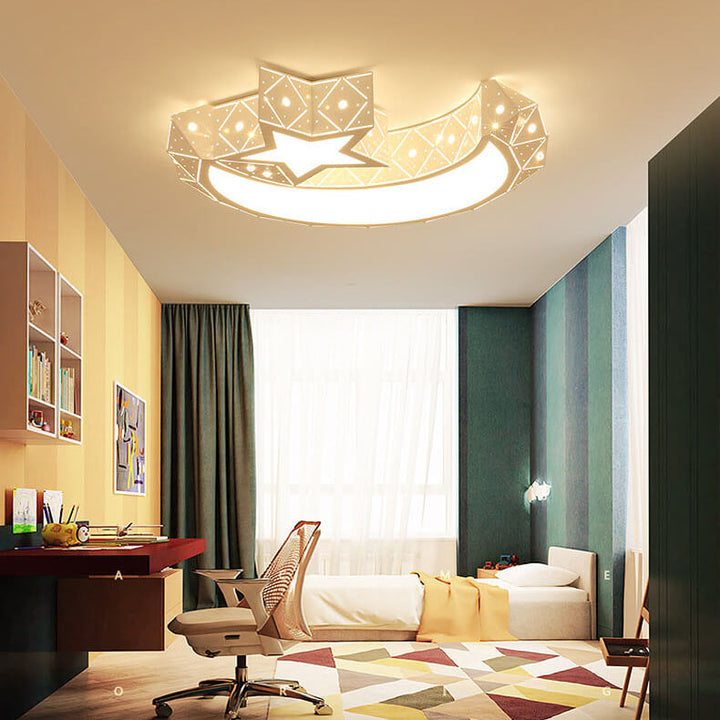 Plafonnier LED moderne en forme d'étoile et de lune en fer pour enfants, plafonnier encastré 