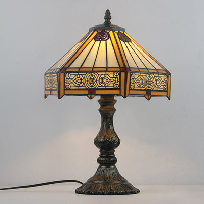 European Vintage Tiffany Alloy Glass 1-Light Table Lamp