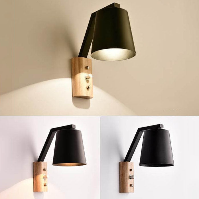 Nordic Modern Solid Wood Zylindrische 1-Licht Wandleuchte 