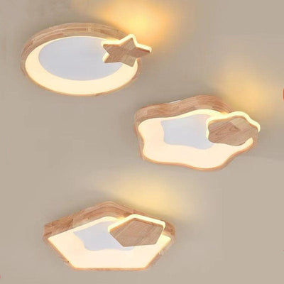 Modern Creative Pentagram Round Log Acrylic Children's LED Flush Mount Lighting