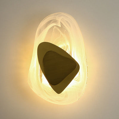 Moderne minimalistische unregelmäßige ovale Hardware Glas LED Wandleuchte Lampe für Schlafzimmer 