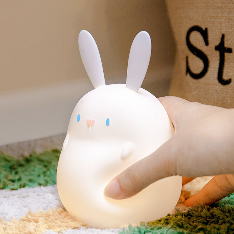 Lampe de bureau LED avec veilleuse USB tactile en silicone en forme de petit lapin 