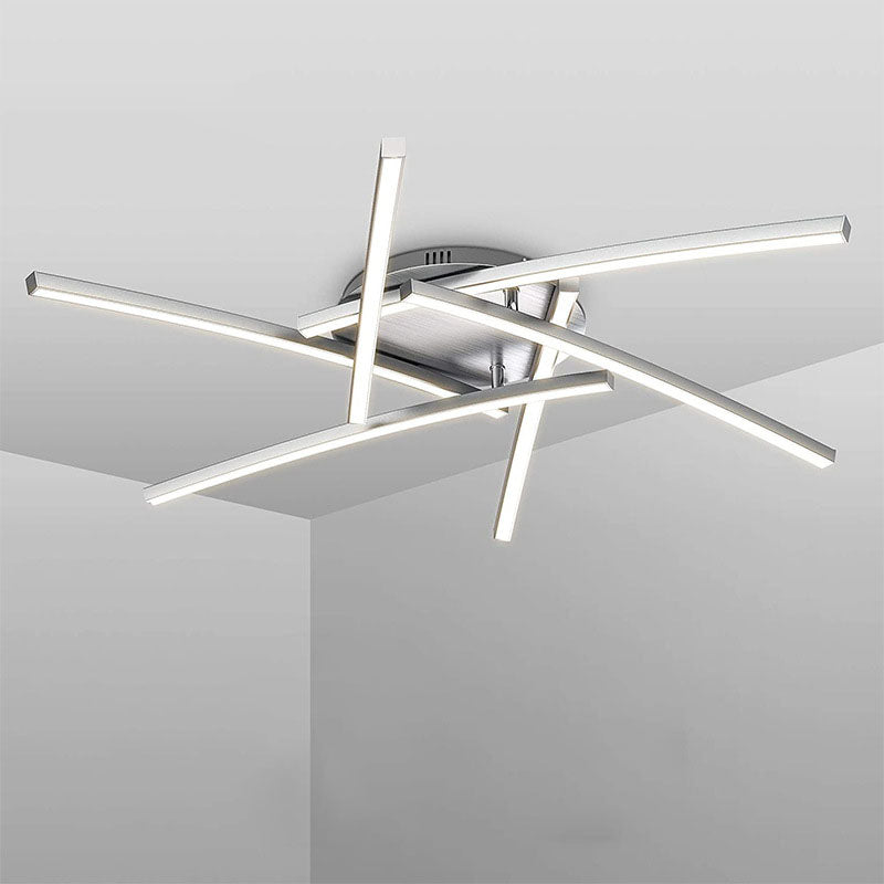 Modern Minimalist Line Geometry Aluminum LED Semi-Flush Mount Ceiling Light For Living Room