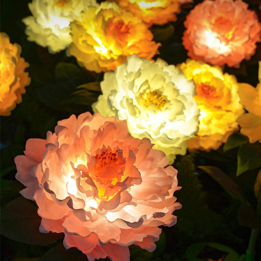 Moderne Simulation Pfingstrosenblumendekoration Wasserdichtes Solar-LED-Garten-Bodenlicht im Freien 