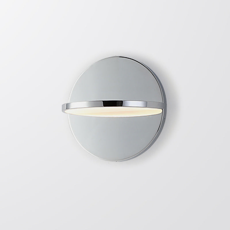 Moderne runde LED-Wandleuchte im nordischen Stil aus verchromtem Edelstahl für Wohnzimmer &amp; Schlafzimmer 