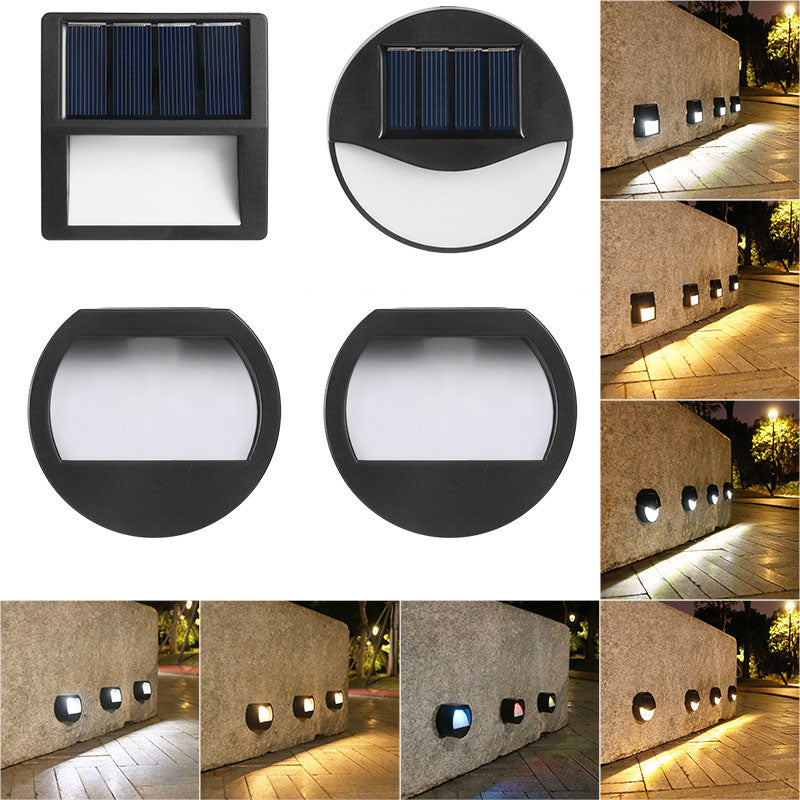 Modern Minimalist Round Square LED Outdoor Solar Waterproof Patio Step Light For Outdoor Patio