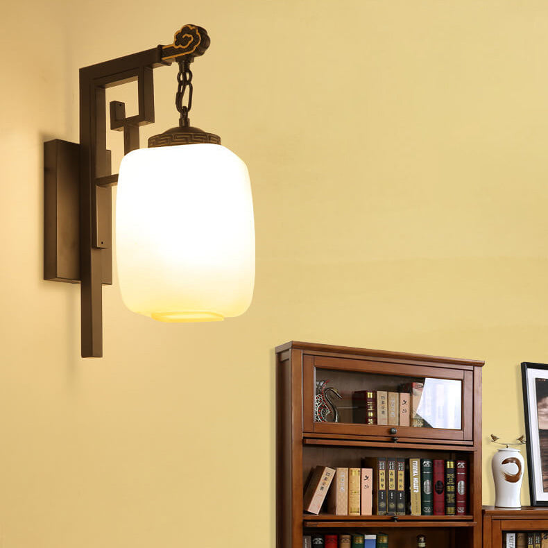New Chinese Simple Retro Pattern Design 1-Light Wall Sconce Lamp