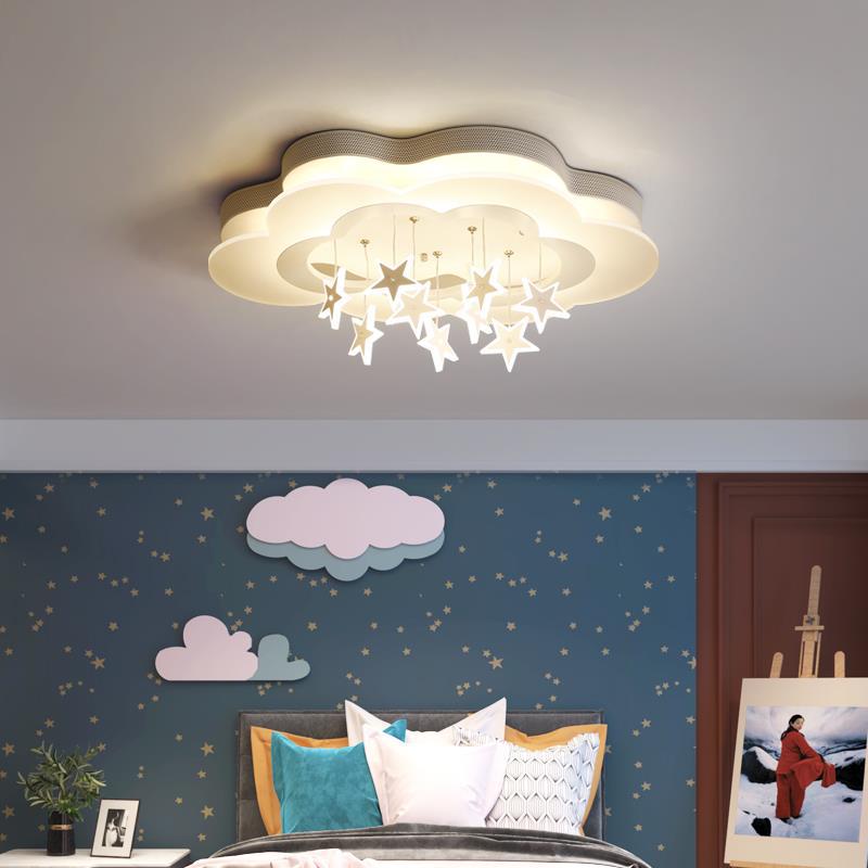 Contemporary Nordic Star Decor Cloud Acrylic Shade LED Kids Flush Mount Ceiling Light For Bedroom