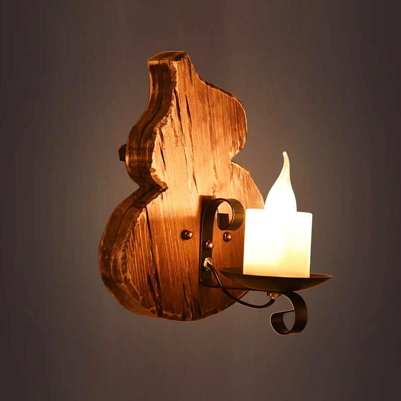 Contemporary Industrial Rubberwood Iron Glass Horse Lamp Iron 1-Light Wall Sconce Lamp For Living Room &amp; Bedroom