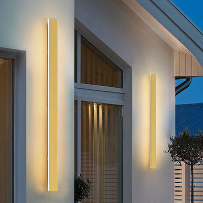 Outdoor Modern Simple Gold Long Strip Acrylic Iron Waterproof LED Wall Sconce Lamp