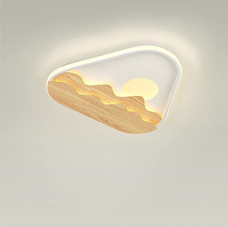 إضاءة سقف LED بتصميم مثلثي خشبي أكريليك حديث وبسيط 