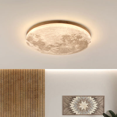 Nordic Minimalist Moon Round Acrylic LED Flush Mount Ceiling Light