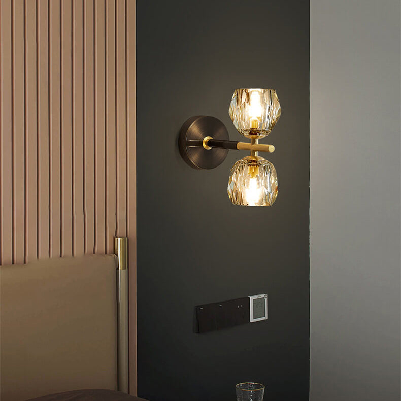 All Copper Light Luxury Crystal 1/2-Light Wall Sconce Lamp