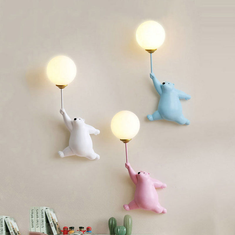 Lámpara Aplique de Pared de 1 Luz con Vidrio de Oso Creativo Moderno 