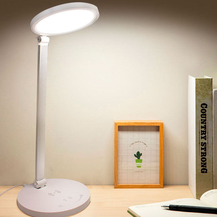 Moderne, schlichte, faltbare kabellose Lade-Touch-LED-Schreibtischlampe aus Aluminium für das Studium 