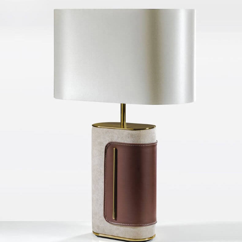 Lampe de table moderne de luxe en cuir et tissu à base de velours à 1 lumière 