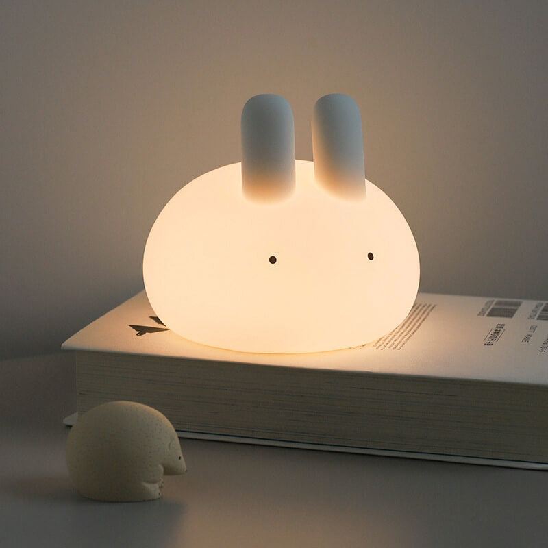 Lámpara de Mesa con Luz Nocturna LED de Silicona Creativa con Forma de Conejo de Dibujos Animados 