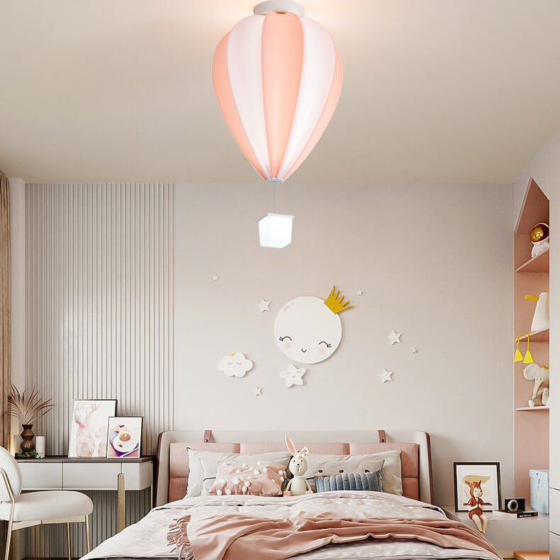 Cartoon Creative PE Hot Air Balloon LED Semi-Flush Mount Ceiling Light